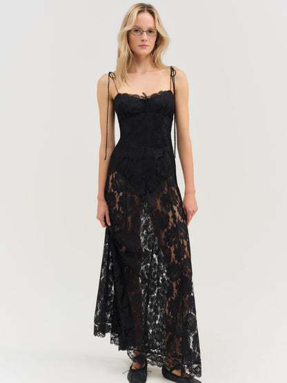 For Love & Lemons Claudia Rose Lace Maxi Dress