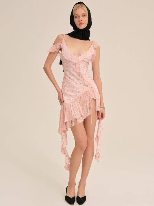 For Love & Lemons Raspberry Rose Mini Dress