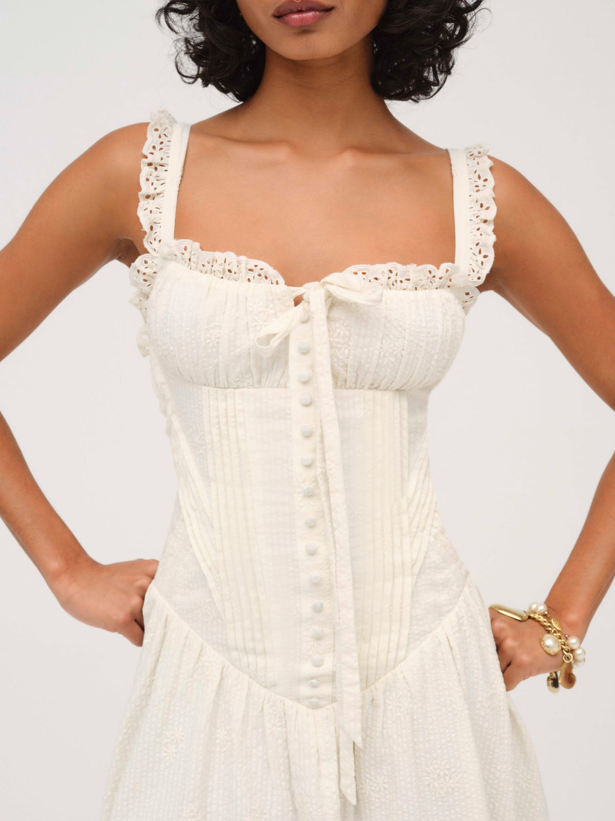 For Love & Lemons Baby Daisy Poplin Midi Dress