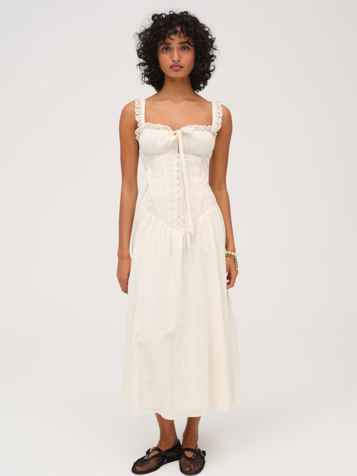 For Love & Lemons Baby Daisy Poplin Midi Dress