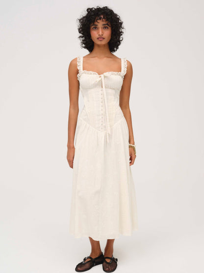 For Love & Lemons Baby Daisy Poplin Midi Dress