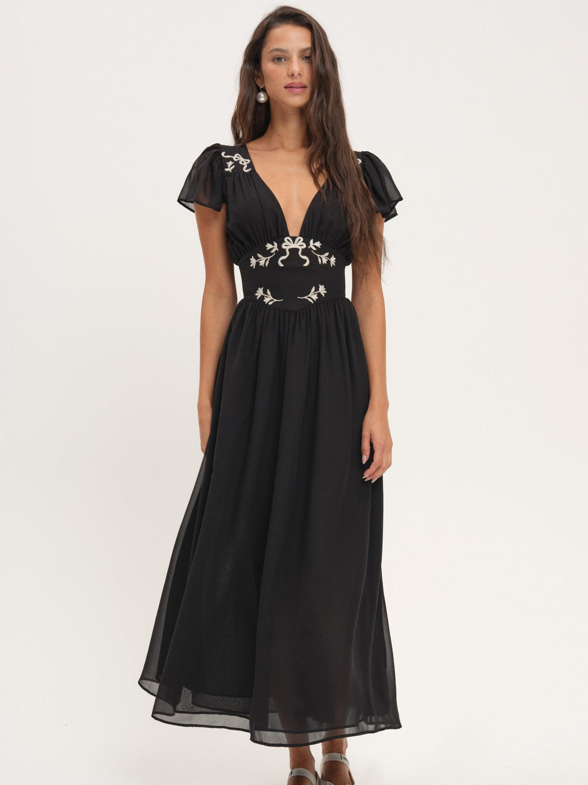 For Love & Lemons Emmie Chiffon Maxi Dress