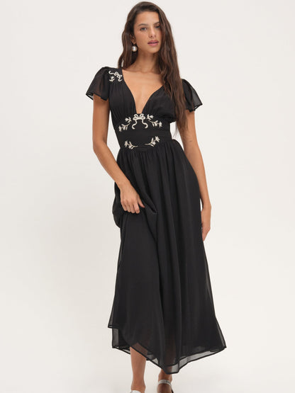For Love & Lemons Emmie Chiffon Maxi Dress