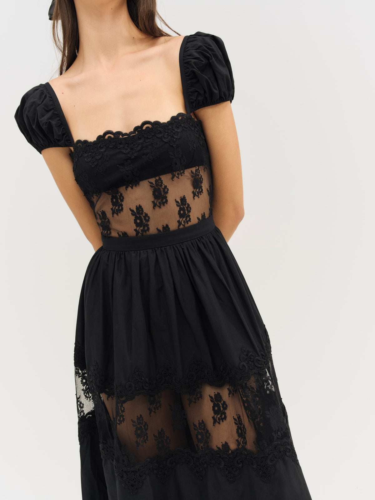 For Love & Lemons Liya Lace Midi Dress