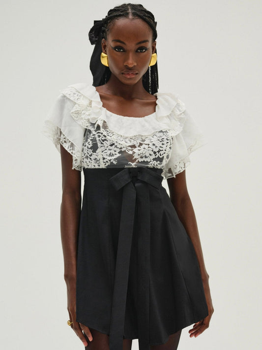 For Love & Lemons Holiday Lace Mini Dress