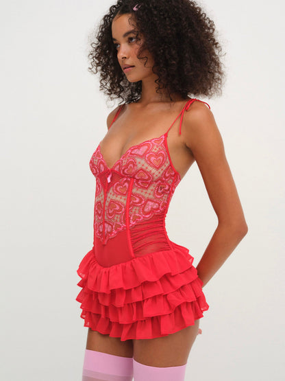 For Love & Lemons Heartbeat Lace Slip Dress