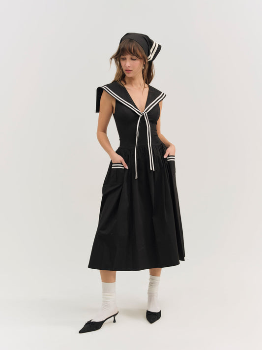 For Love & Lemons Helena Poplin Collared Midi Dress