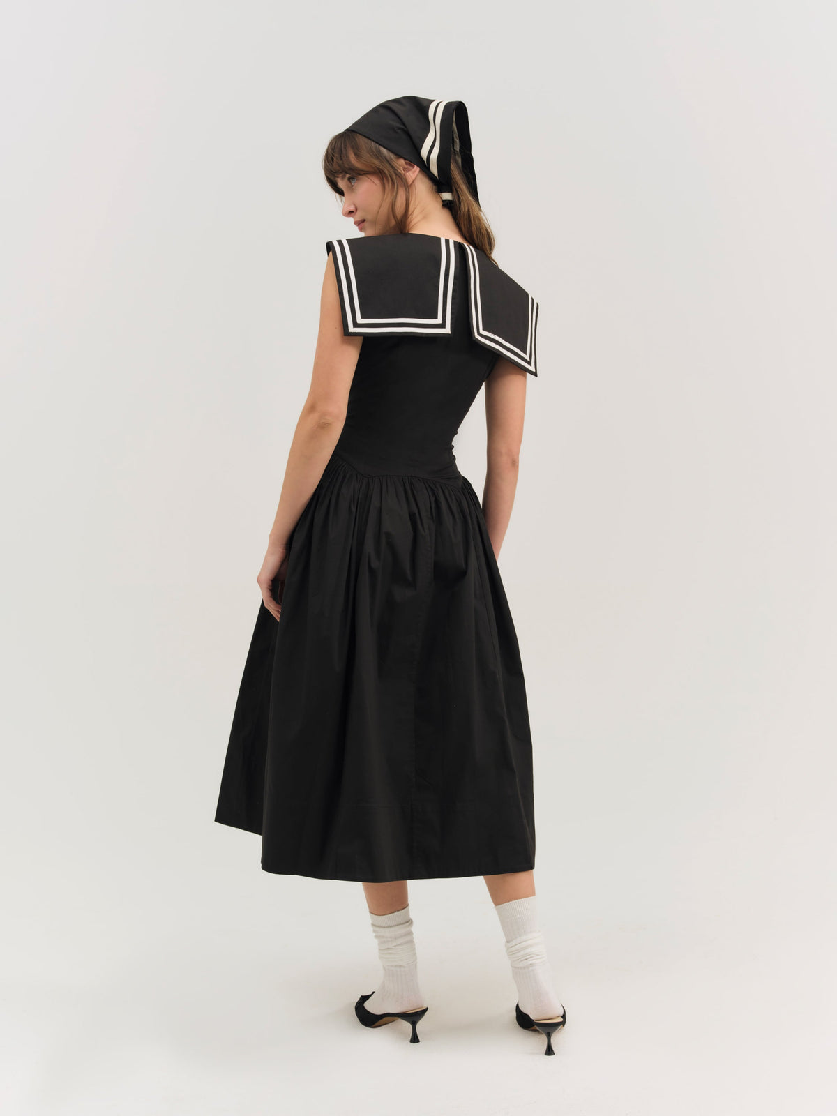 For Love & Lemons Helena Poplin Collared Midi Dress