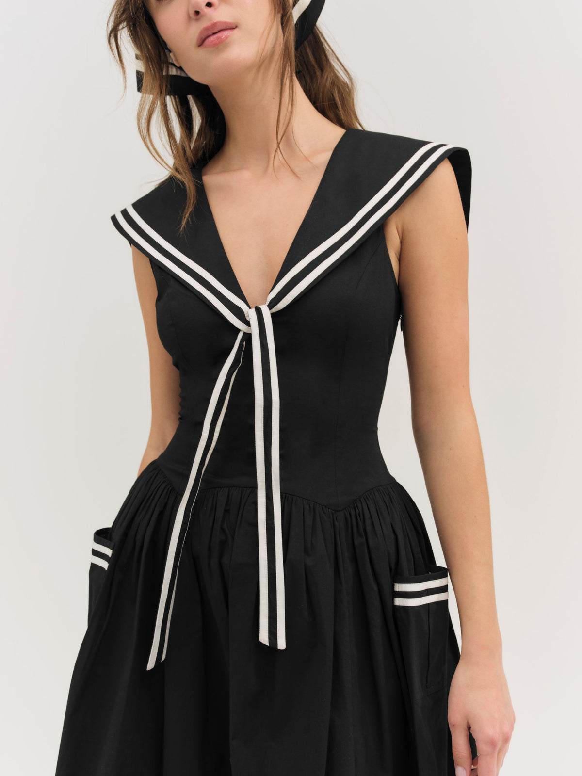 For Love & Lemons Helena Poplin Collared Midi Dress