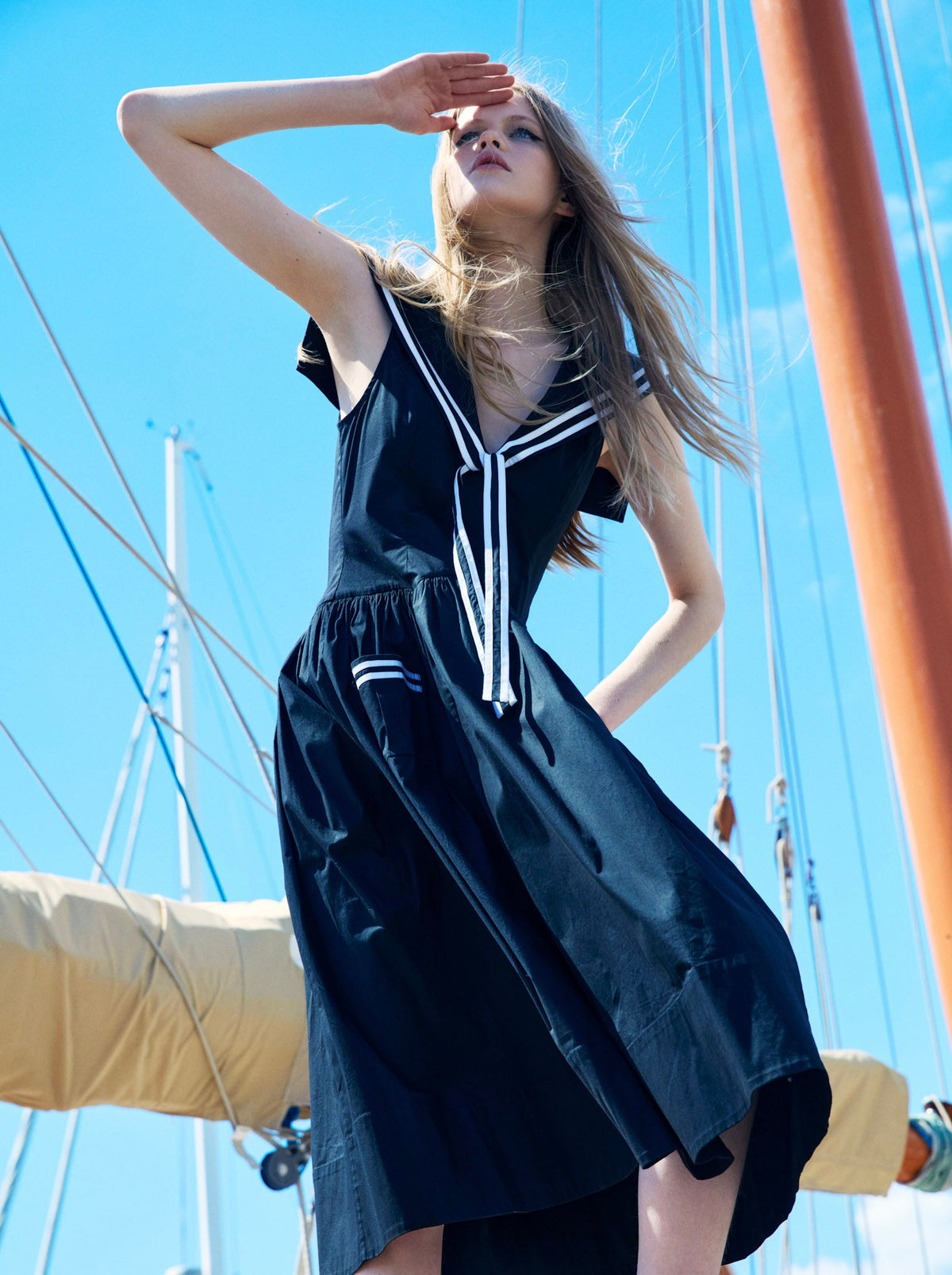 For Love & Lemons Helena Poplin Collared Midi Dress