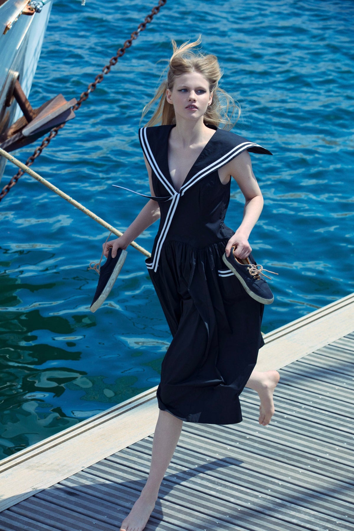 For Love & Lemons Helena Poplin Collared Midi Dress