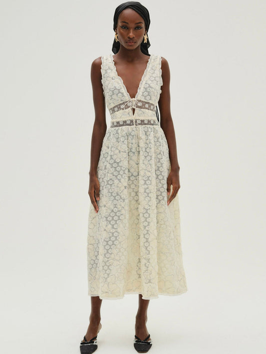 For Love & Lemons Snowflake Daisy Midi Dress