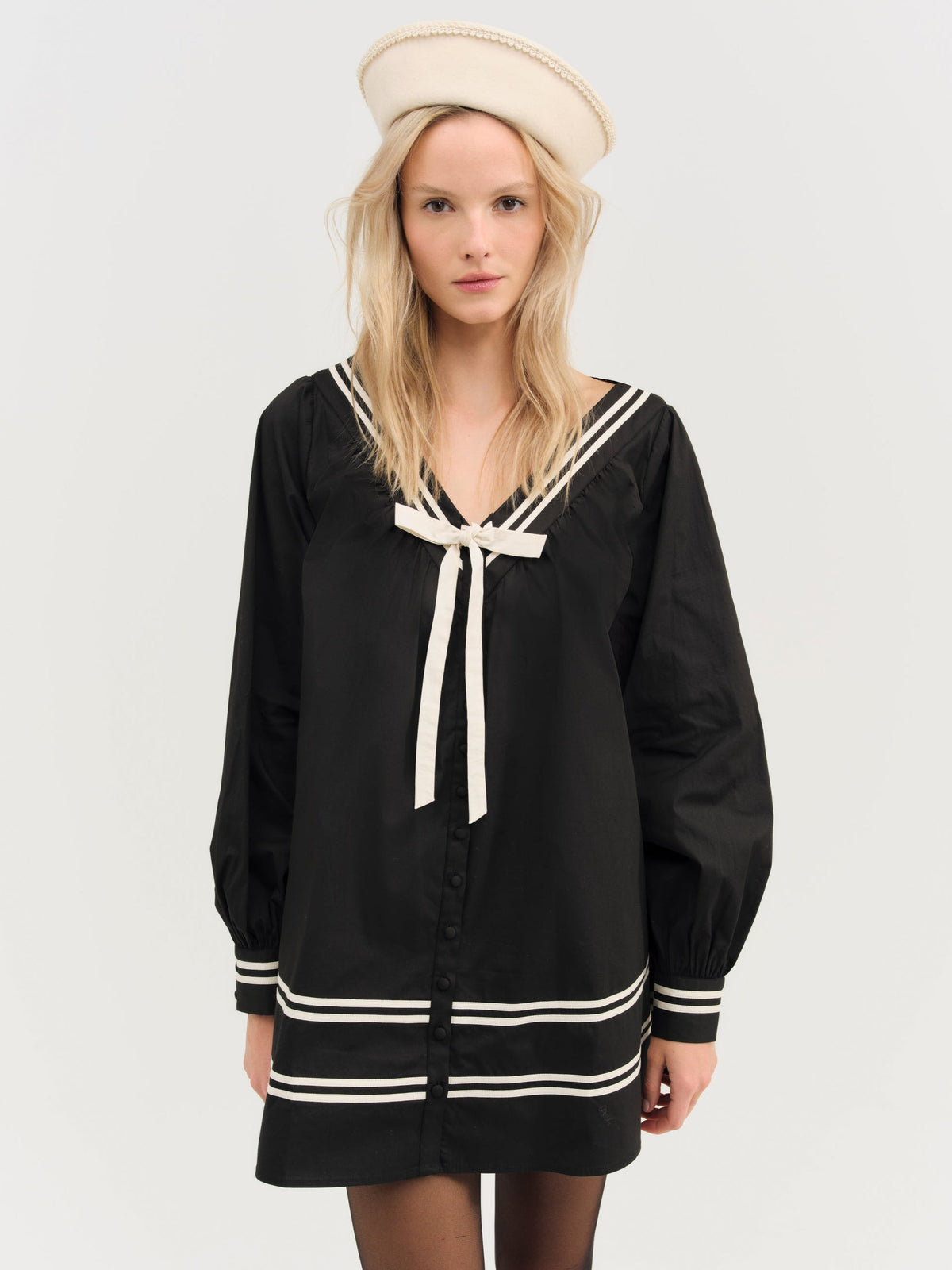 For Love & Lemons Helena Poplin Long Sleeve Mini Dress