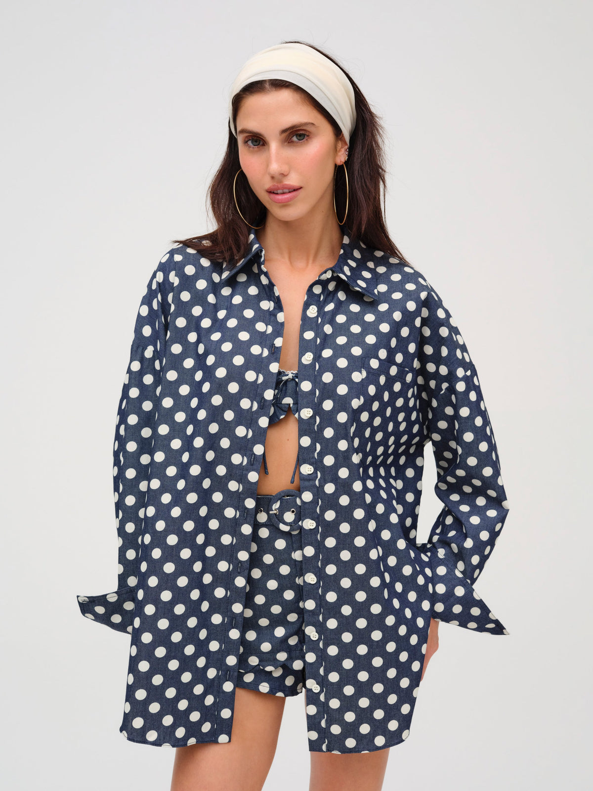 For Love & Lemons Dolly Dot Button-Down Top
