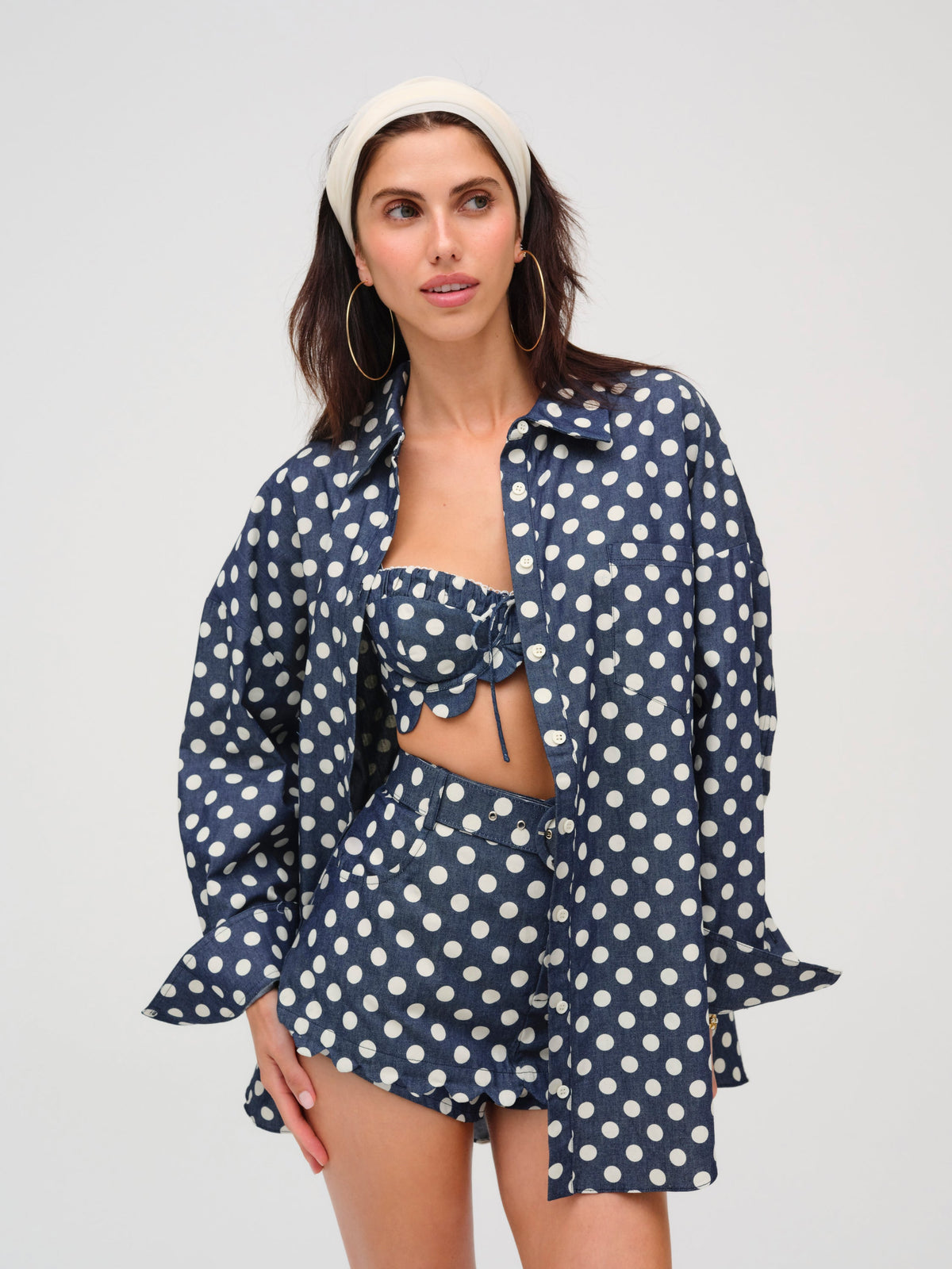 For Love & Lemons Dolly Dot Button-Down Top