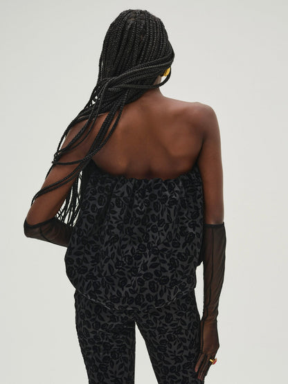 For Love & Lemons Midnight Velvet Bubble Top