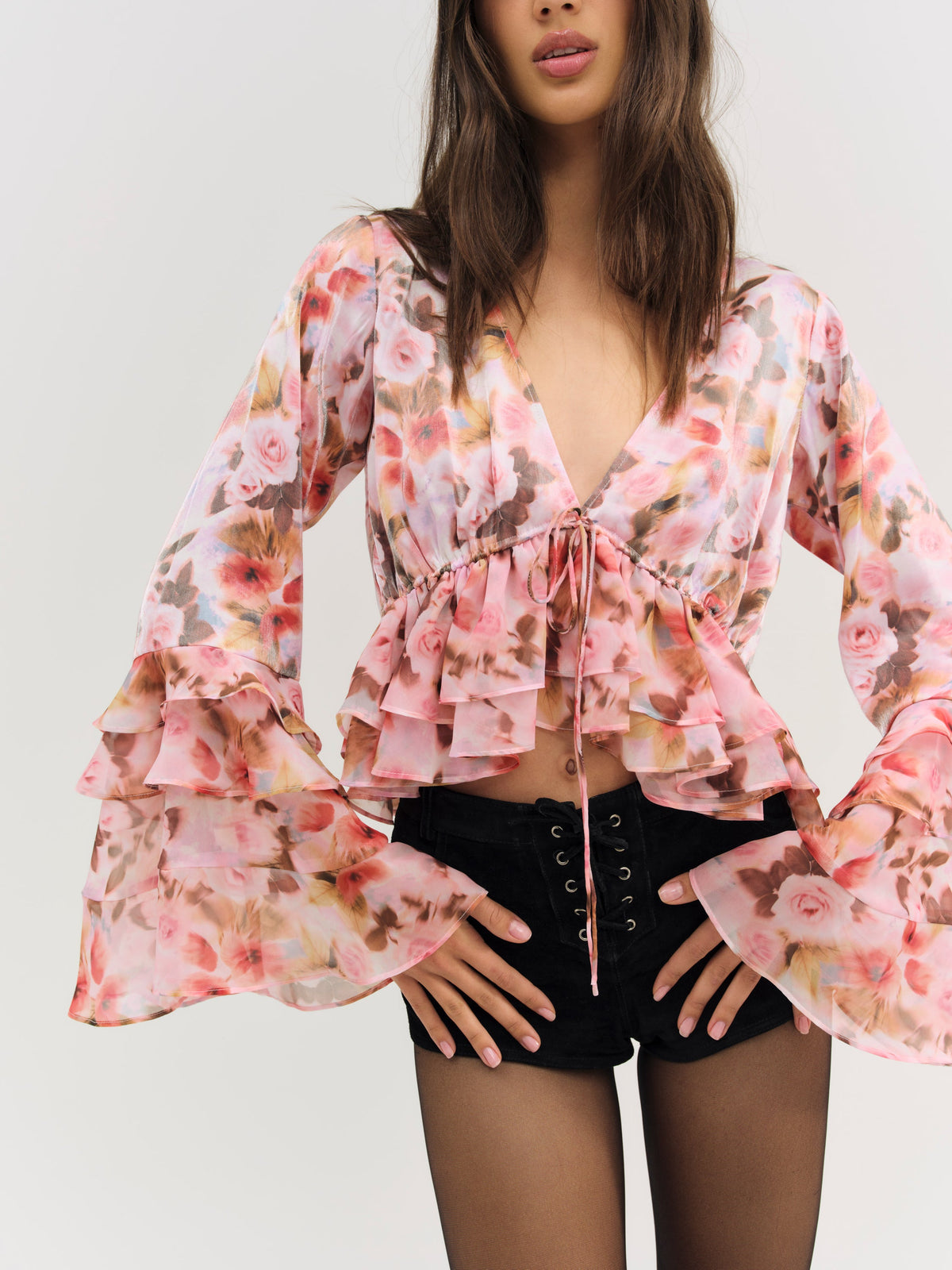 For Love & Lemons Fallen Floral Top