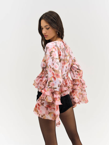 For Love & Lemons Fallen Floral Top