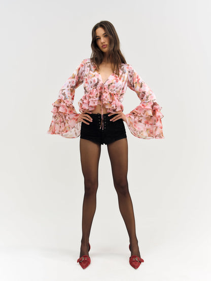 For Love & Lemons Fallen Floral Top