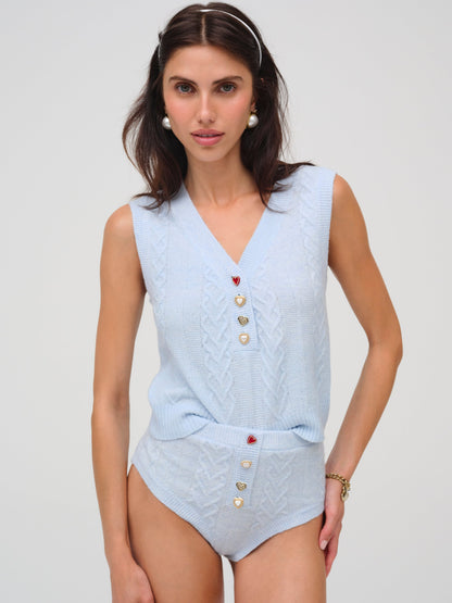 For Love & Lemons Cupid Cable Knit Vest