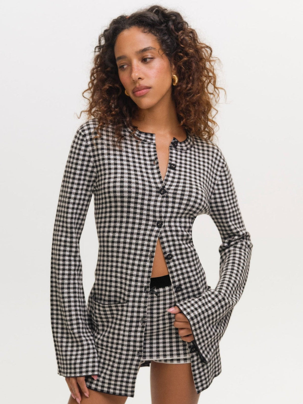 For Love & Lemons Gingham Knit Jacket