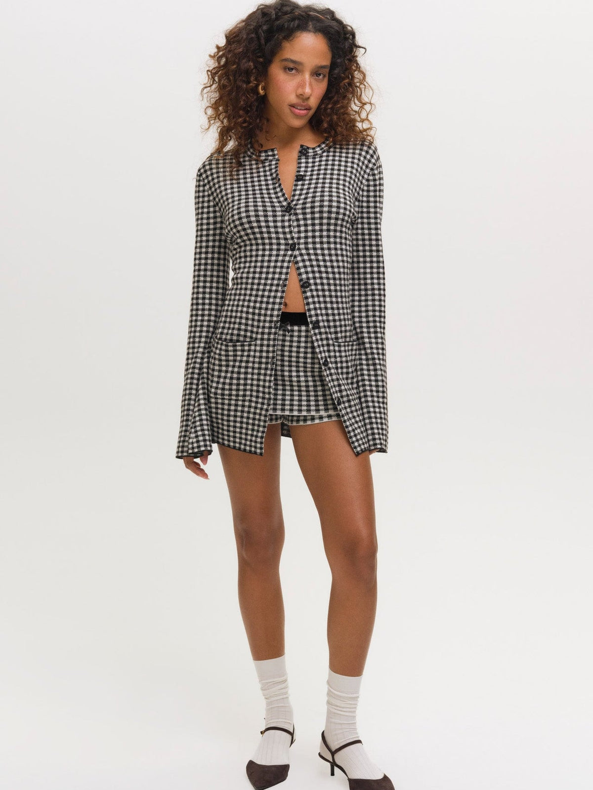 For Love & Lemons Gingham Knit Jacket