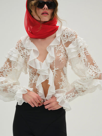 For Love & Lemons Holiday Lace Blouse