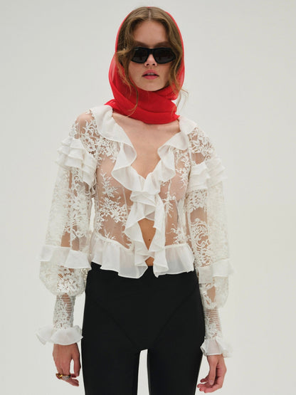 For Love & Lemons Holiday Lace Blouse