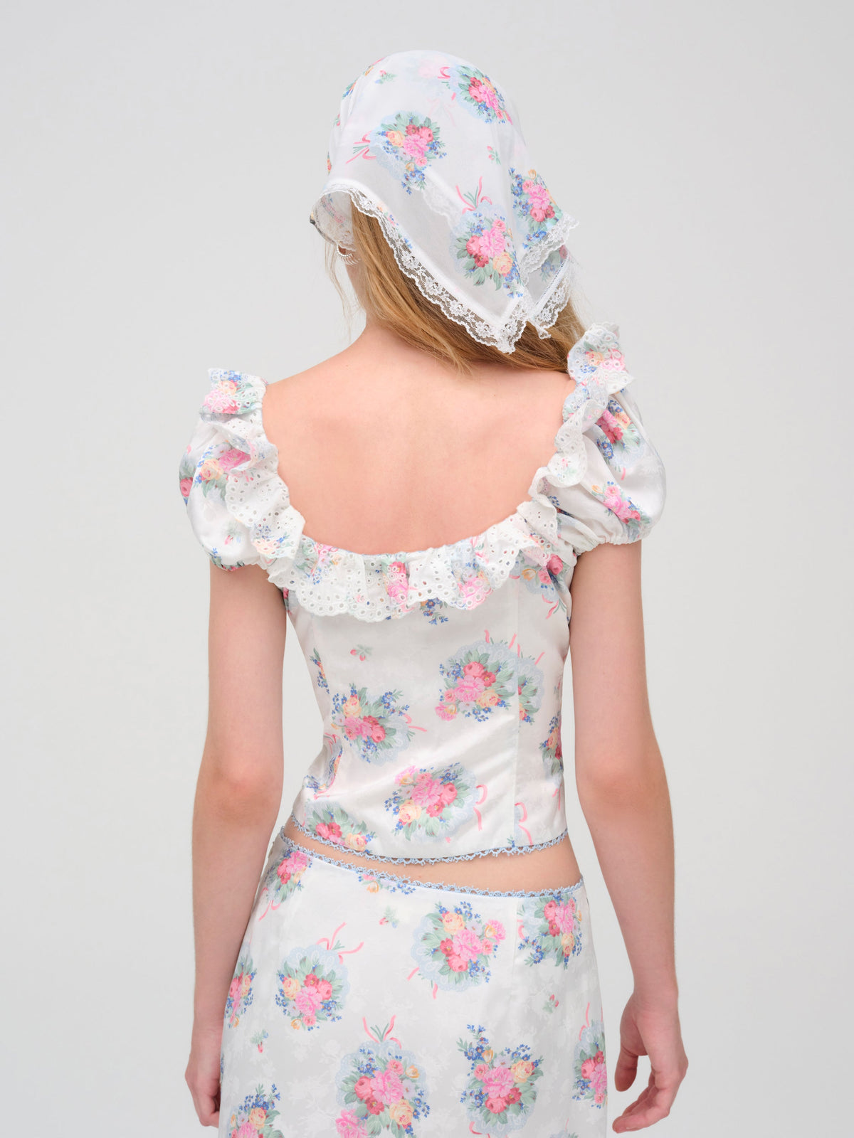 For Love & Lemons Doily Bouquet Short Sleeve Top