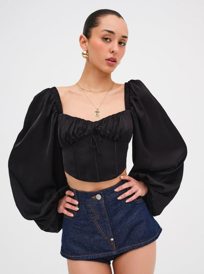 For Love & Lemons Kat Long Sleeve Corset Top