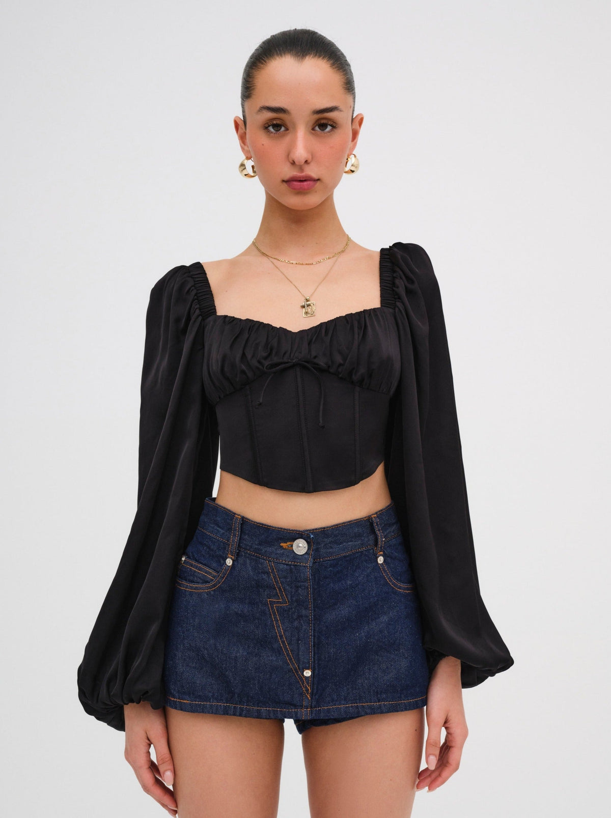 For Love & Lemons Kat Long Sleeve Corset Top