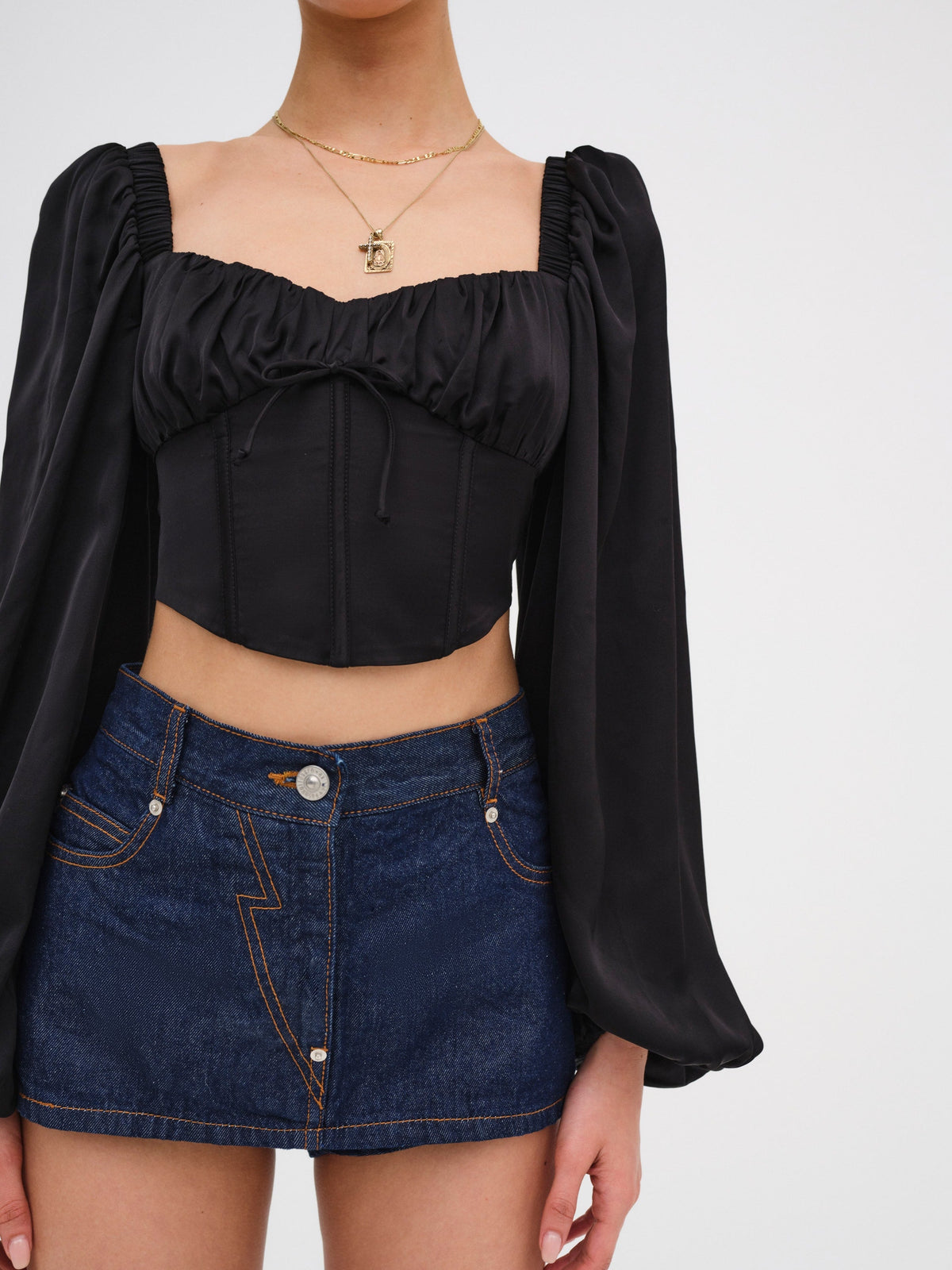 For Love & Lemons Kat Long Sleeve Corset Top