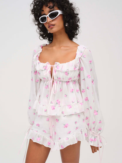 For Love & Lemons Fiona Floral Top