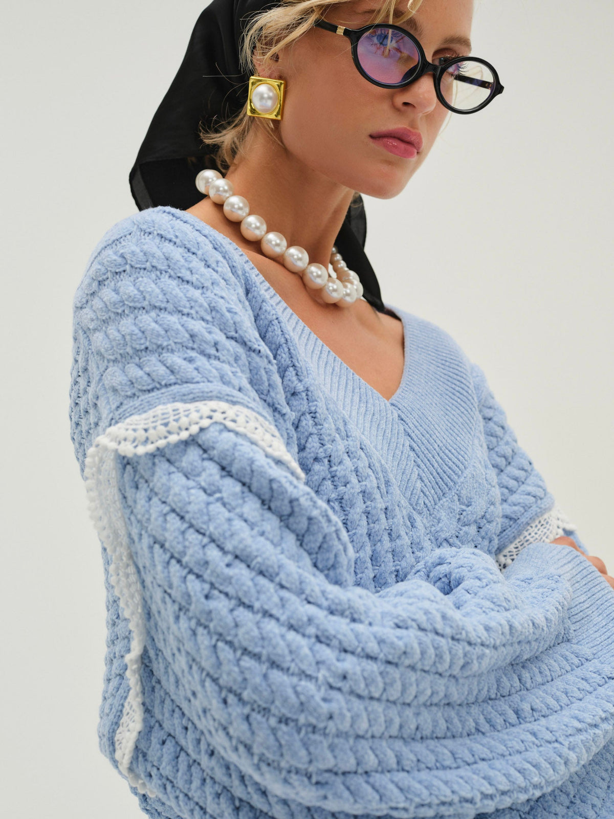 For Love & Lemons Tierra Oversized V-Neck Sweater