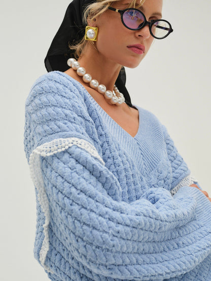 For Love & Lemons Tierra Oversized V-Neck Sweater