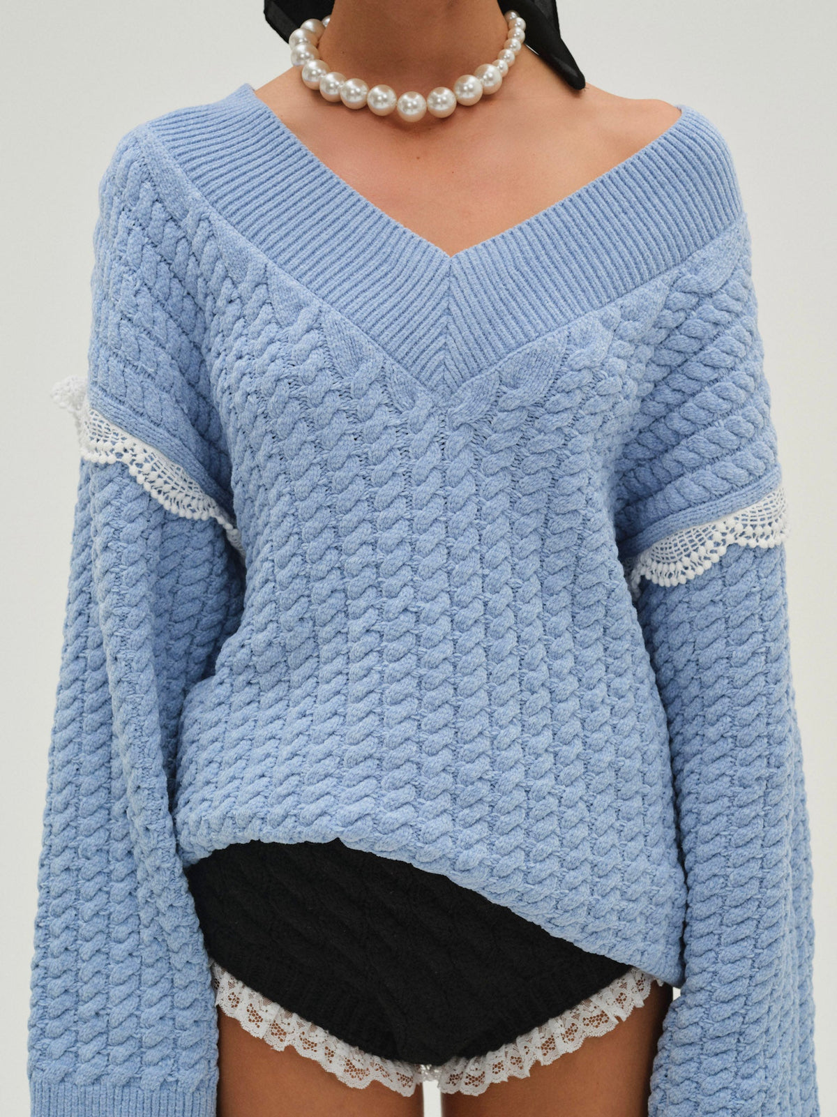 For Love & Lemons Tierra Oversized V-Neck Sweater