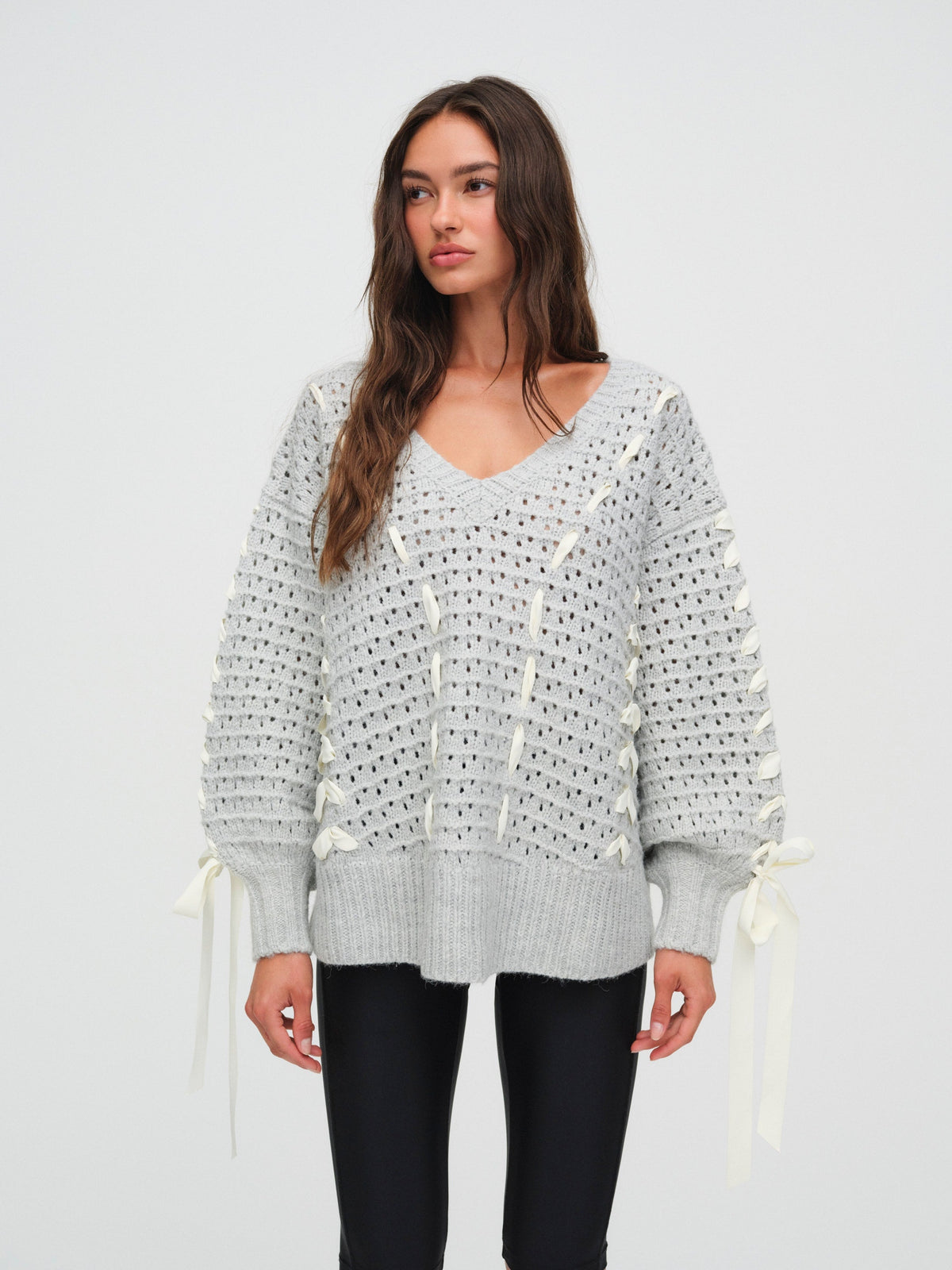 For Love & Lemons Liberty V Neck Sweater