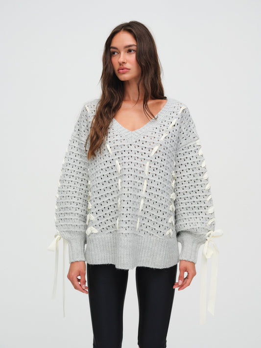 For Love & Lemons Liberty V Neck Sweater