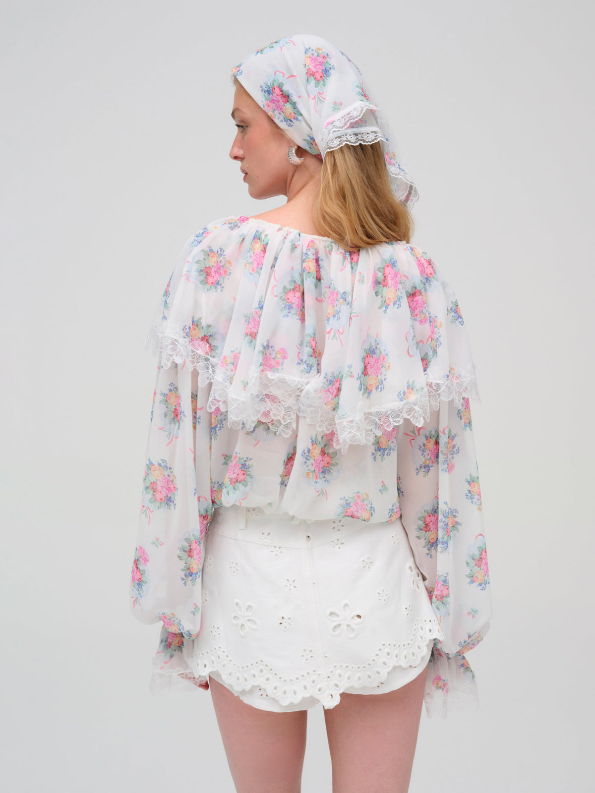 For Love & Lemons Doily Bouquet Long Sleeve Top