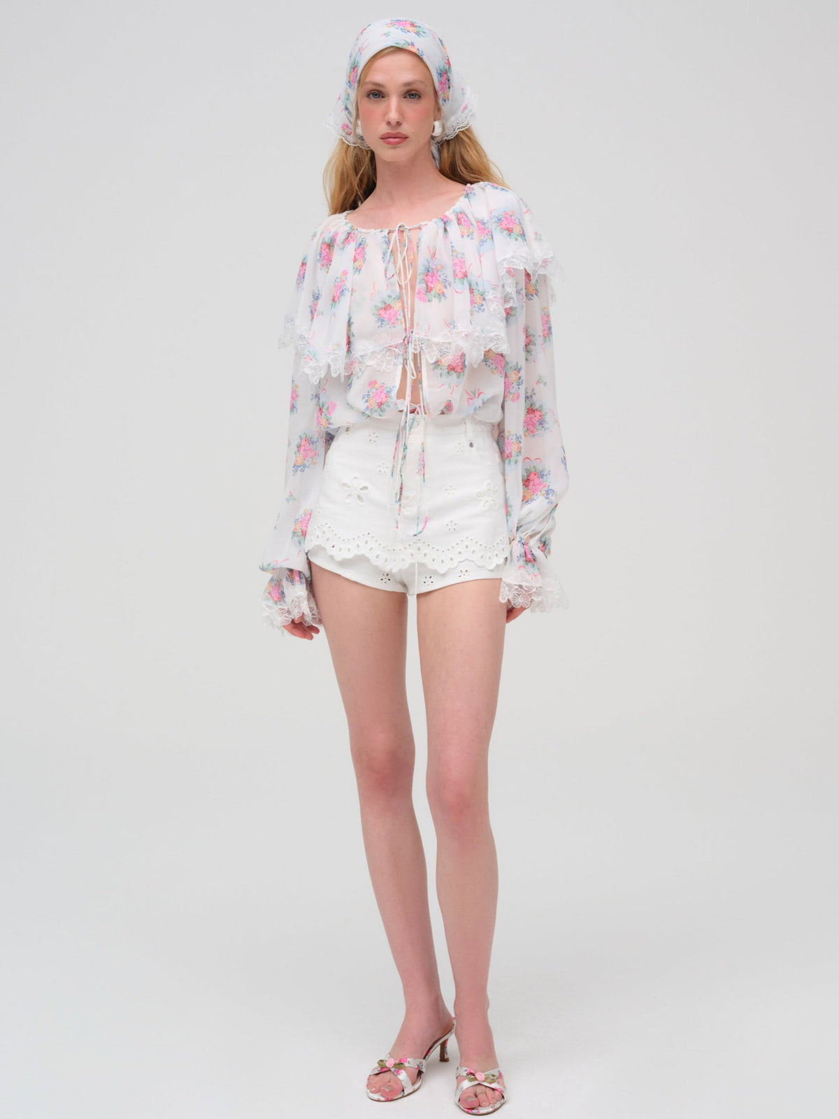 For Love & Lemons Doily Bouquet Long Sleeve Top