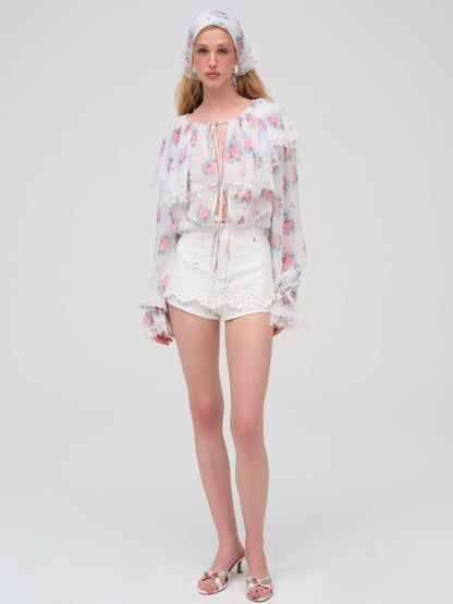For Love & Lemons Doily Bouquet Long Sleeve Top