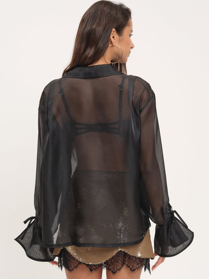 For Love & Lemons Organza Button-Up Blouse