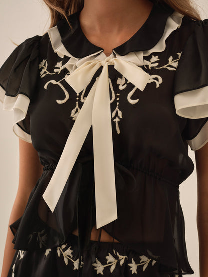 For Love & Lemons Emmie Chiffon Top