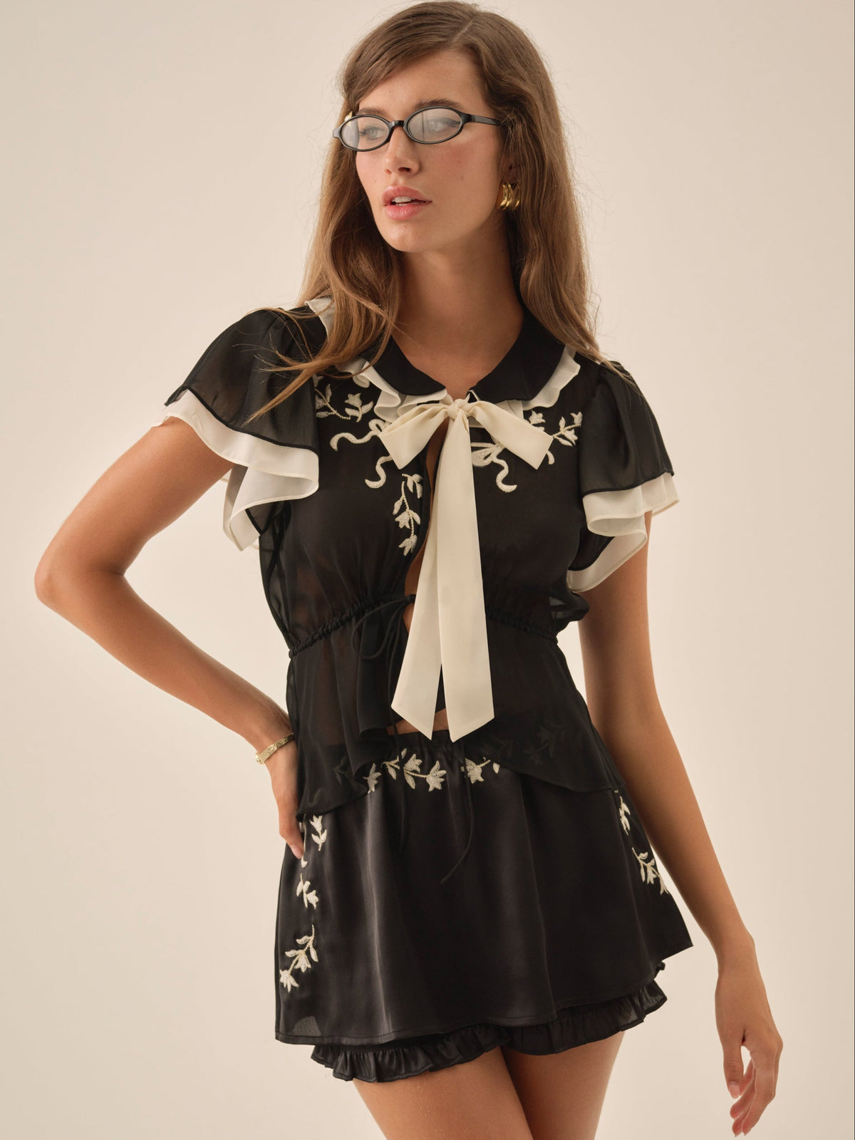 For Love & Lemons Emmie Chiffon Top