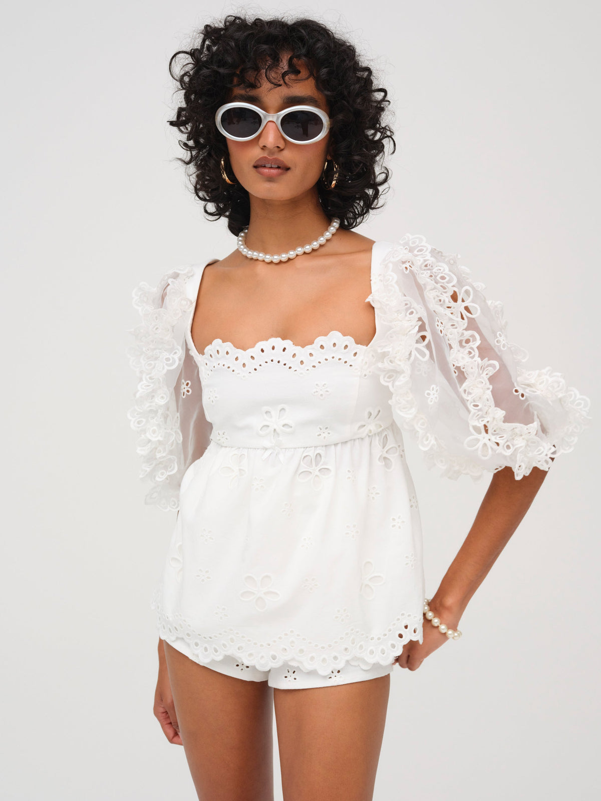 For Love & Lemons Daisy Eyelet Top