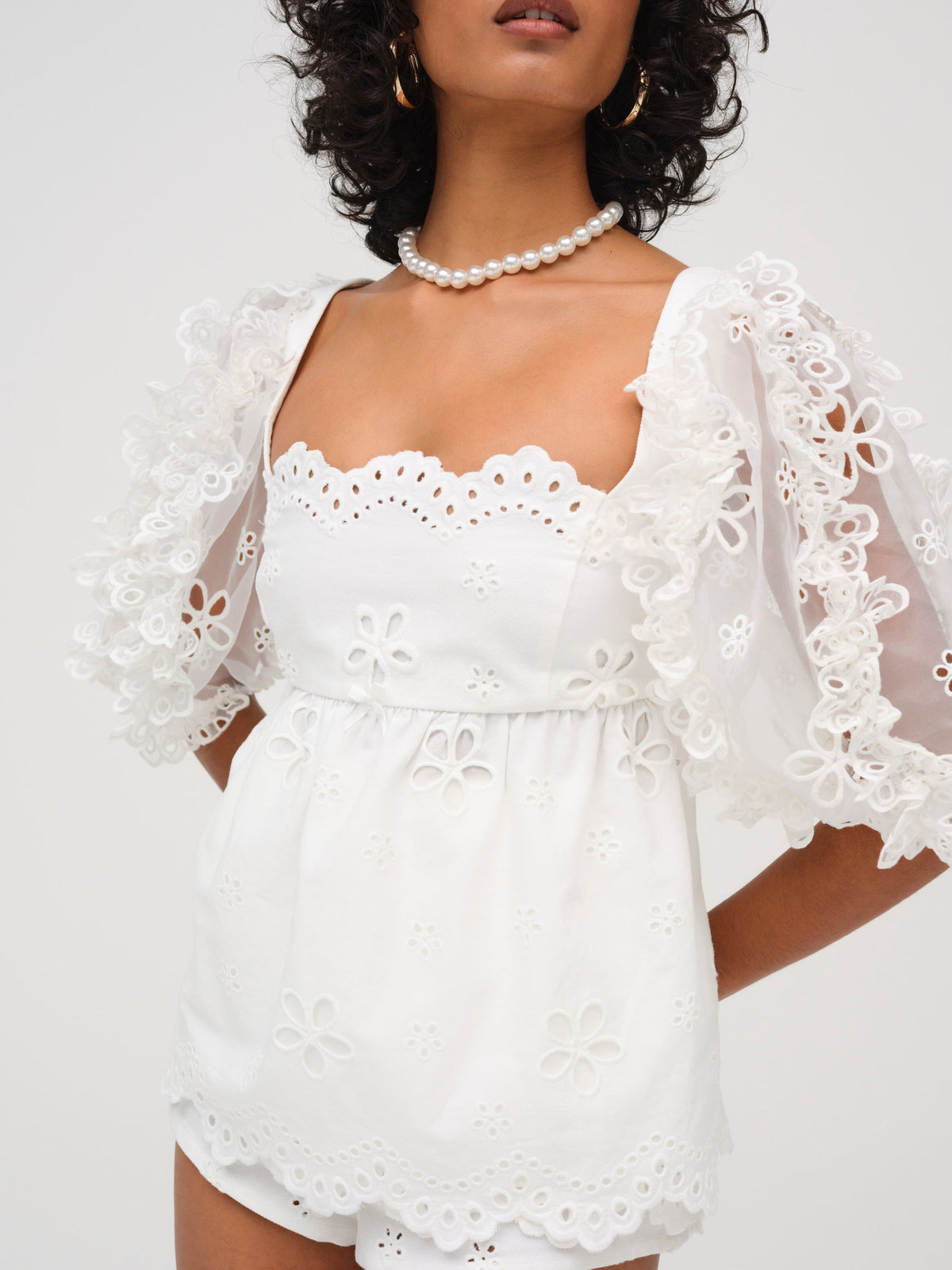 For Love & Lemons Daisy Eyelet Top