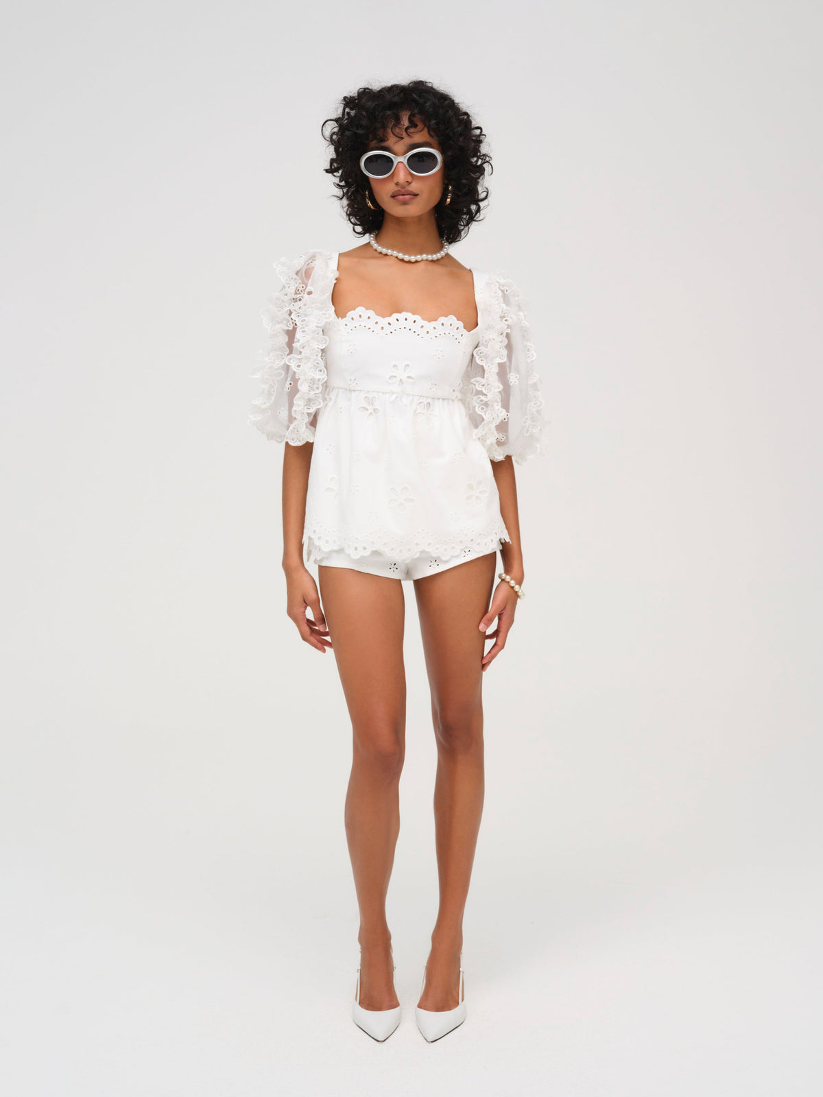 For Love & Lemons Daisy Eyelet Top