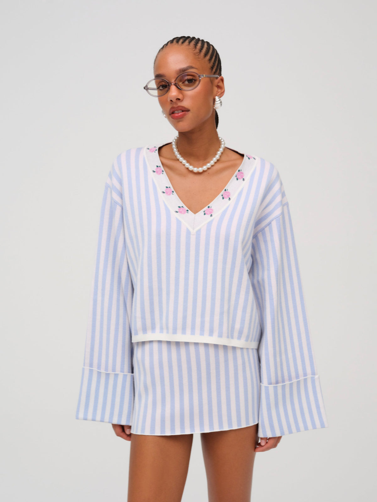 For Love & Lemons Edie Jacquard Knit Sweater