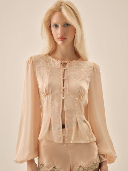 For Love & Lemons Betsy Bow Blouse