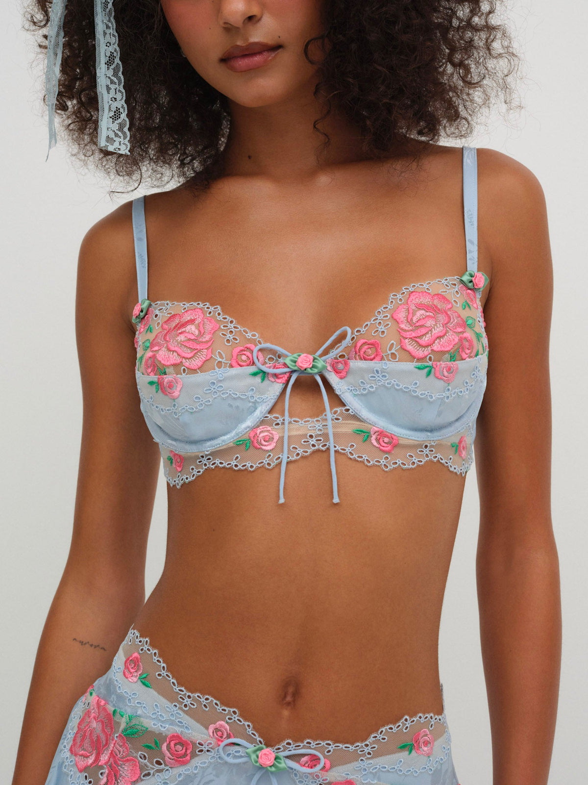 For Love & Lemons Vintage Rose Eyelet Bra